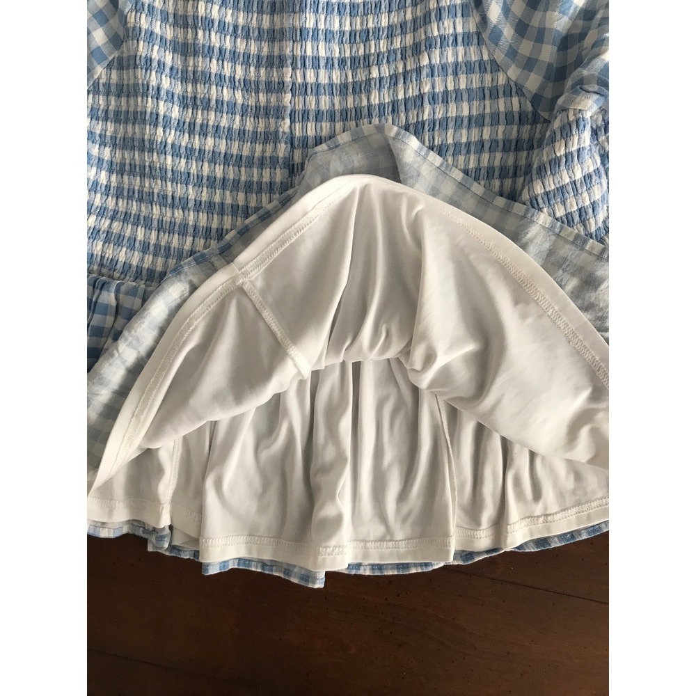 Torrid Blue White Gingham Smocked Peplum Square Neck Long Sleeve Top Plus Size 3 - Picture 5 of 7